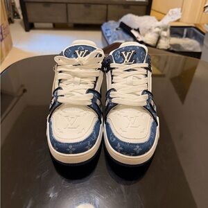 Louis Vuitton Monogram Blue and Cream Sneakers
